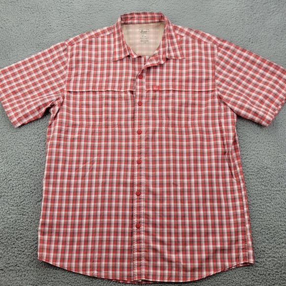 G.H. Bass Shirt Mens Large Red‎ Plaid Button Up Short Sleeve Explorer Outdoor - Picture 1 of 11